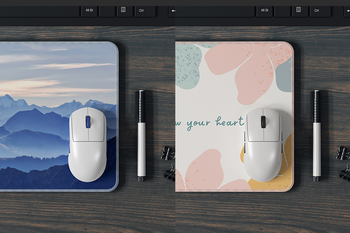 Computer Mouse Pad Mockup on Yellow Images Creative Store