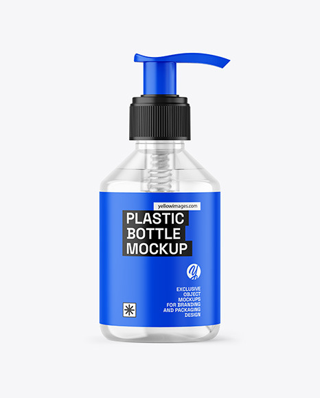 Clear Cosmetic Bottle with Pump Mockup