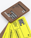 Plastic Cards Stack w/ Wooden Tag Mockup