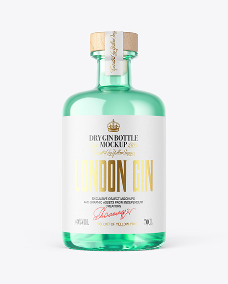 Vintage Dry Gin Bottle with Wooden Cap Mockup
