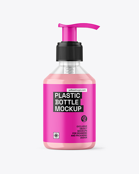 Clear Liquid Soap Cosmetic Bottle with Pump Mockup