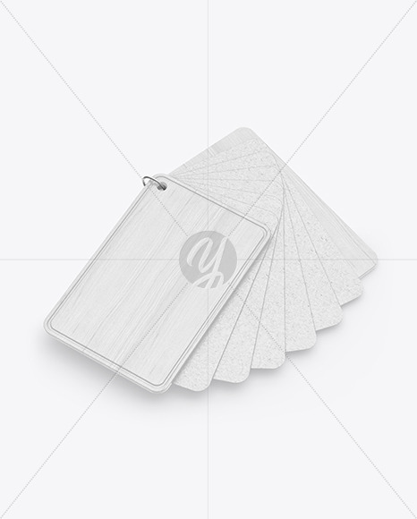 Kraft Cards Stack w/ Wooden Tag Mockup