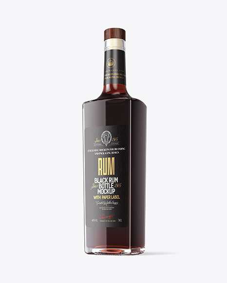 Clear Glass Black Rum Bottle Mockup