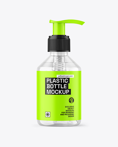 Clear Cosmetic Bottle with Pump Mockup