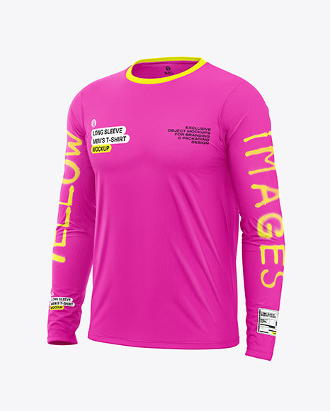 Men’s Long Sleeve T-Shirt Mockup - Half Side View