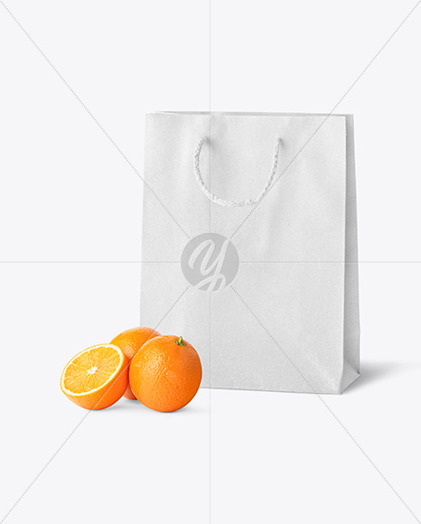 Kraft Bag With Oranges Mockup