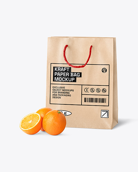 Kraft Bag With Oranges Mockup