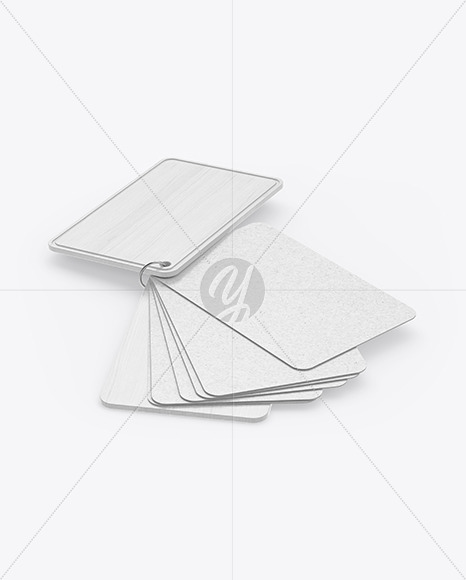 Kraft Cards Stack w/ Wooden Tag Mockup