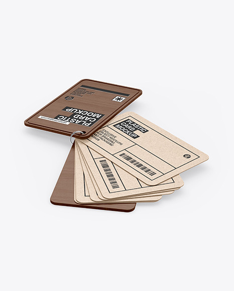Kraft Cards Stack w/ Wooden Tag Mockup