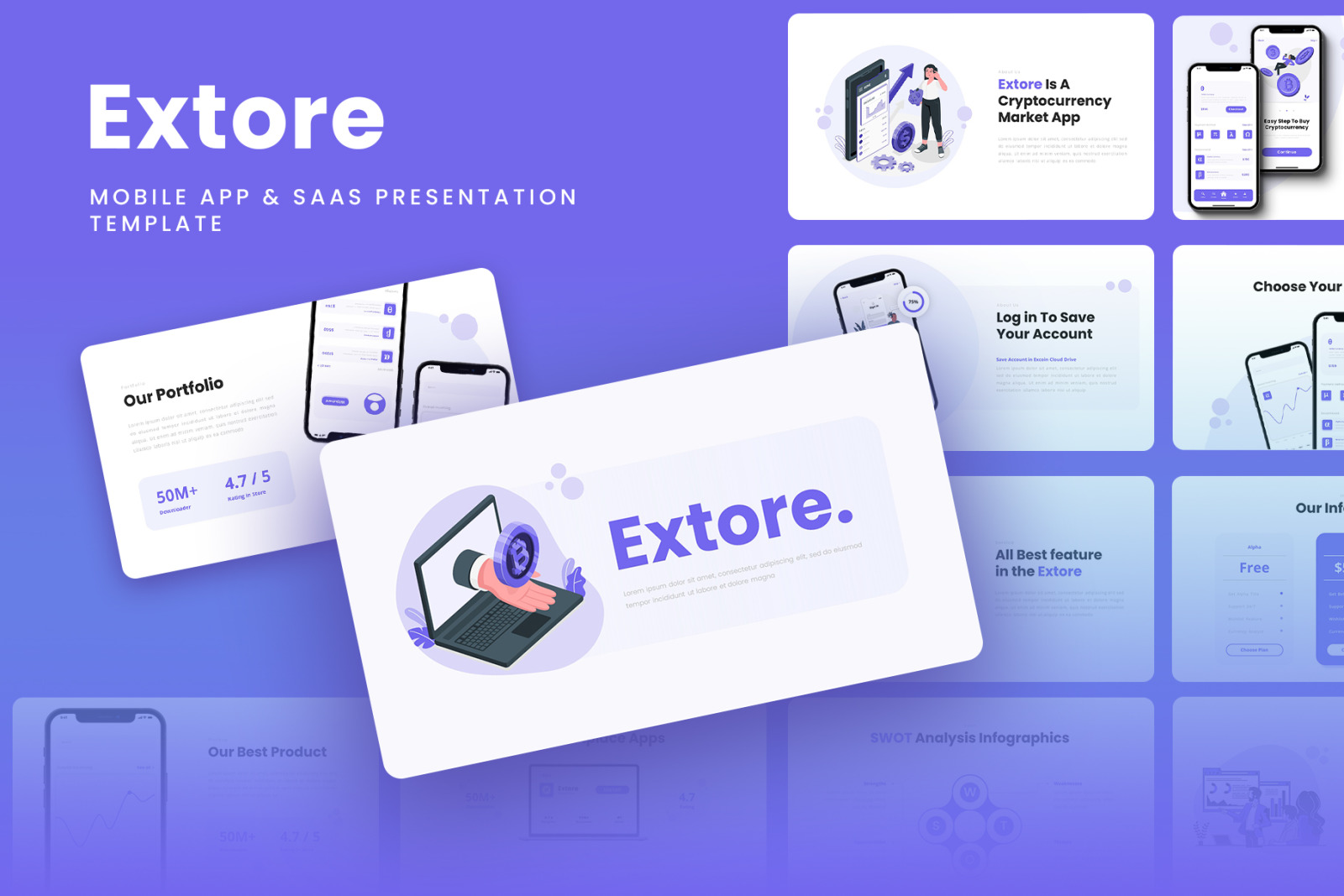 Extore - Mobile App & SAAS Google Slides Template