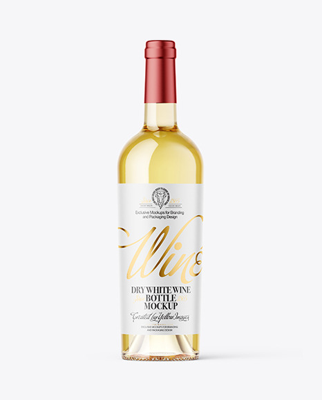 Clear Glass White Wine Bottle Mockup