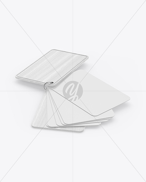 Plastic Cards Stack w/ Wooden Tag Mockup