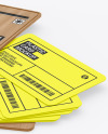 Plastic Cards Stack w/ Wooden Tag Mockup