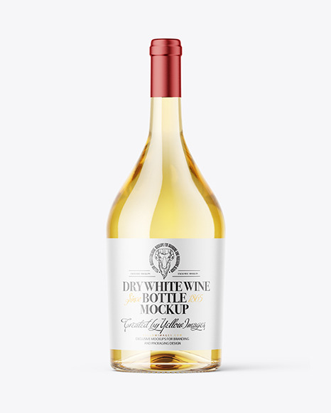 Clear Glass White Wine Bottle Mockup