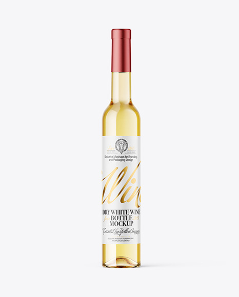 Clear Glass White Wine Bottle Mockup