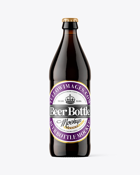 Dark Amber Glass Beer Bottle Mockup