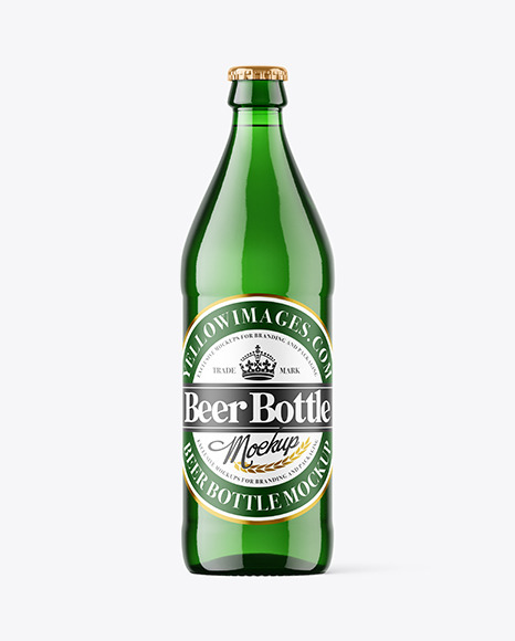 Green Glass Beer Bottle Mockup