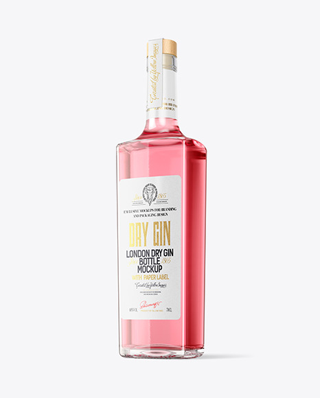 Clear Glass Dry Gin Bottle Mockup