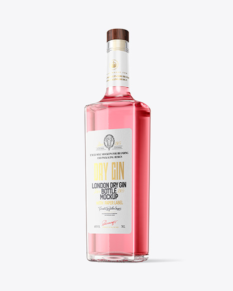 Clear Glass Dry Gin Bottle Mockup