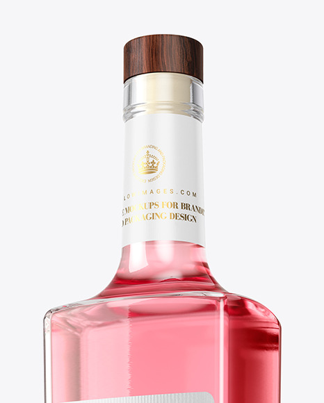 Clear Glass Dry Gin Bottle Mockup