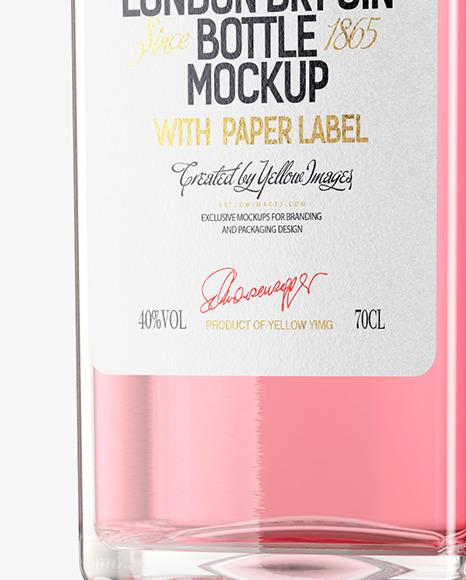 Clear Glass Dry Gin Bottle Mockup