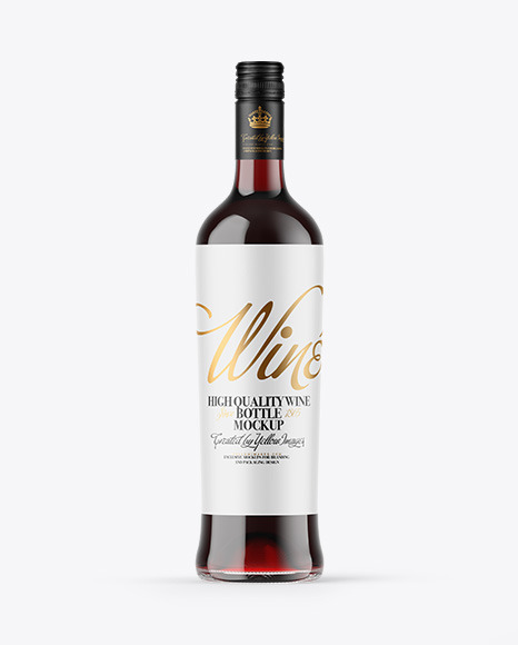 Clear Glass Red Wine Bottle Mockup