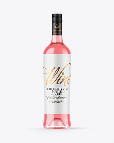 Clear Glass Pink Wine Bottle Mockup