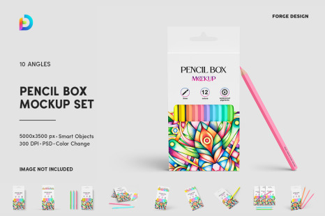 Pencil Box Mockup Set