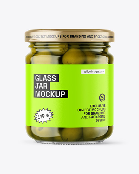 Clear Glass Jar with Olives Mockup