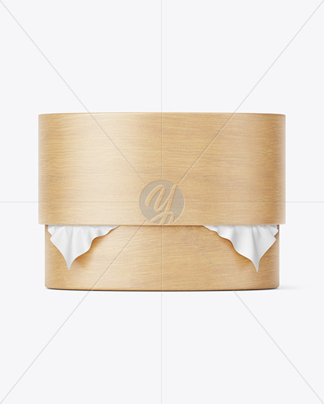 Round Wooden Box w/ Fabric Mockup