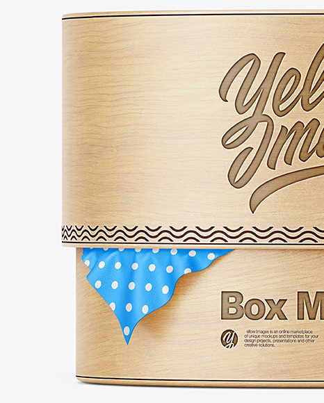 Round Wooden Box w/ Fabric Mockup