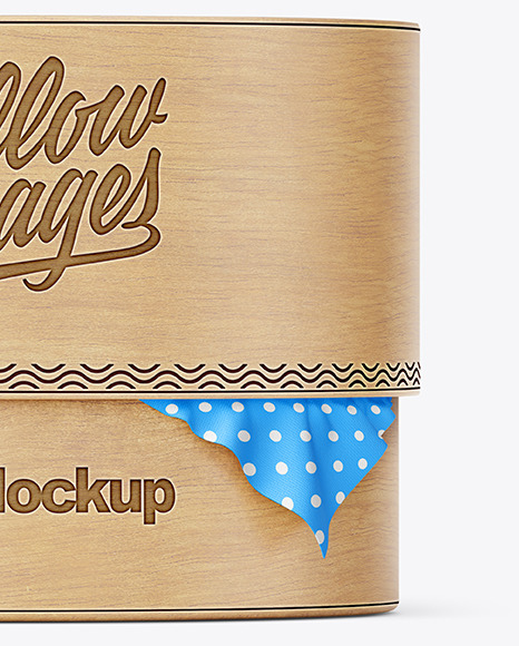 Round Wooden Box w/ Fabric Mockup