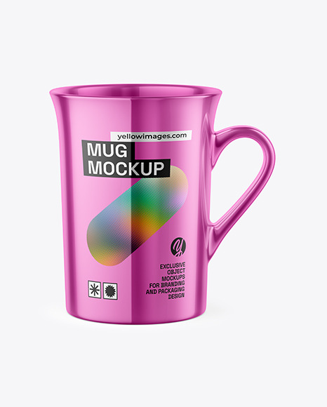 Glossy Metallic Mug Mockup