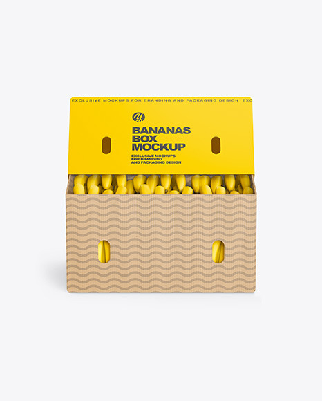 Paper Box with Bananas Mockup