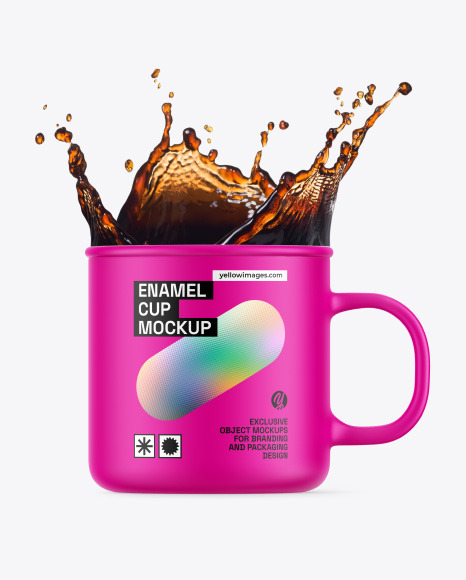 Matte Enamel Cup w/ Splash Mockup