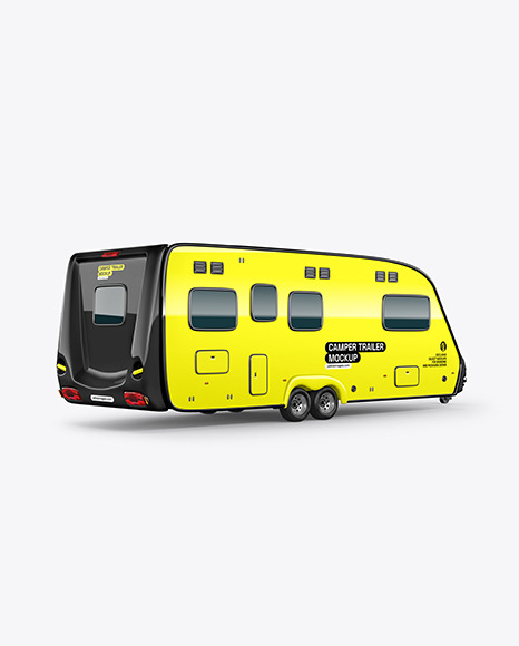 Camper Trailer Mockup - Back Half Side View