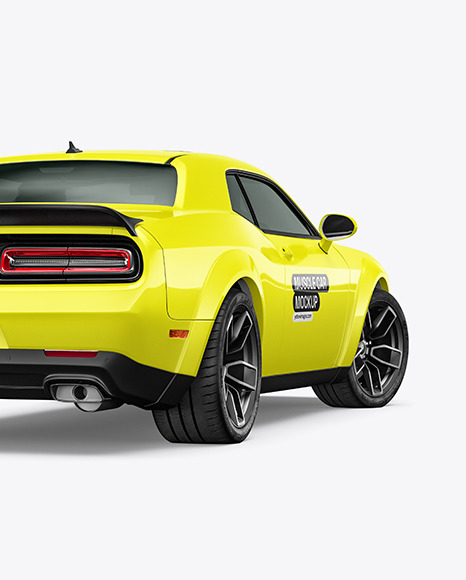 Muscle Car Mockup - Back Half Side View