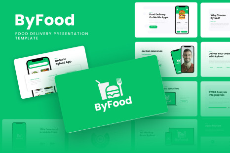 Byfood - Food Delivery Mobile App &amp; SAAS Google Slides Template