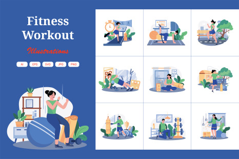 M636_Fitness Workout Illustration Pack