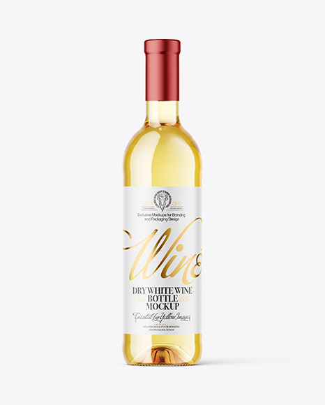 Clear Glass White Wine Bottle Mockup