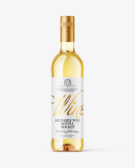 Clear Glass White Wine Bottle Mockup