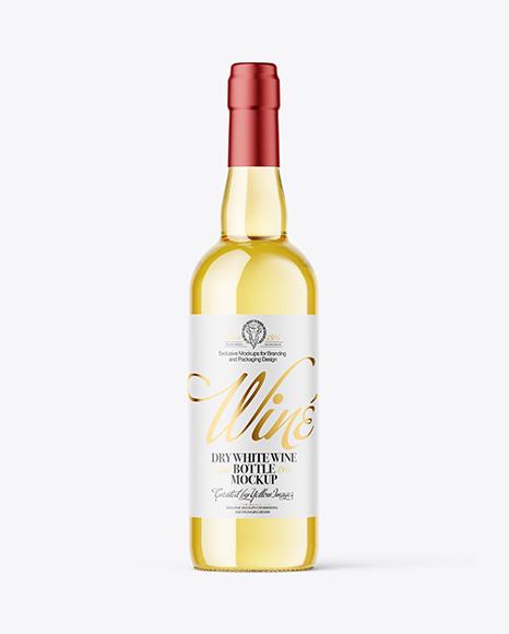 Clear Glass White Wine Bottle Mockup