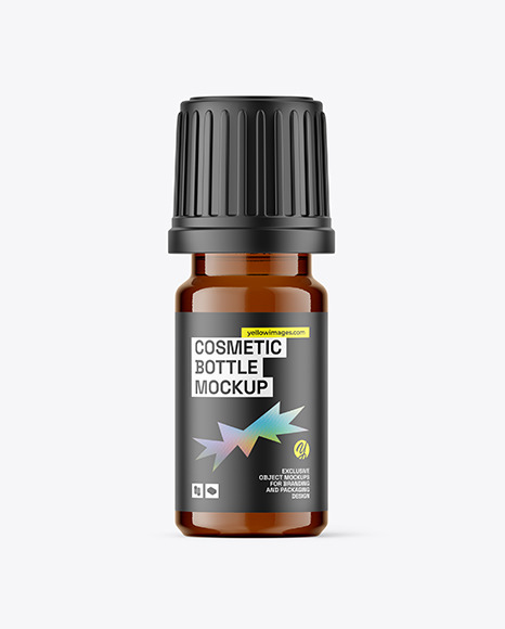 Amber Glass Cosmetic Bottle Mockup