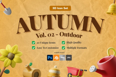 3D Icon Illustration Set - Autumn Vol.02 Outdoor