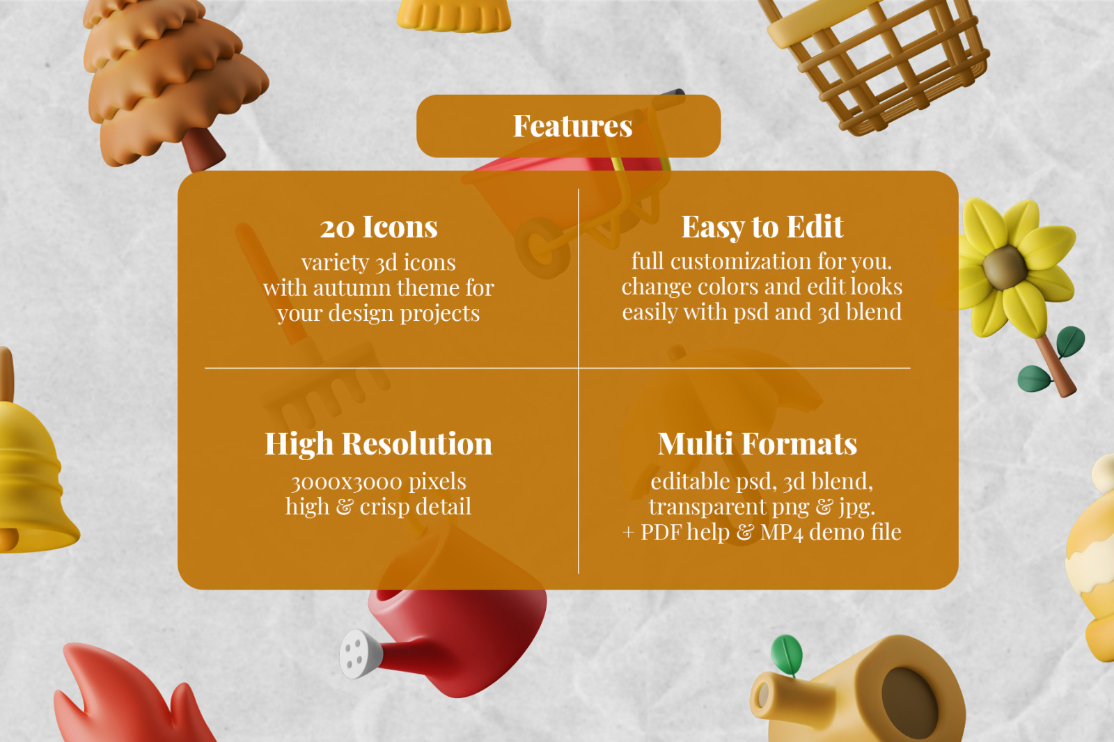 3D Icon Illustration Set - Autumn Vol.02 Outdoor