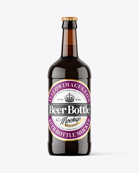 Amber Glass Beer Bottle Mockup