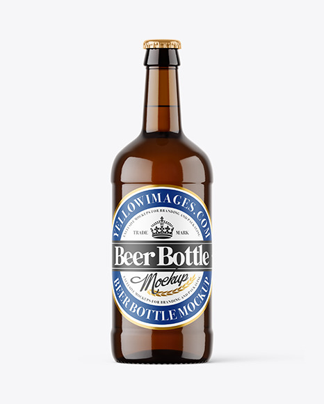 Amber Glass Beer Bottle Mockup