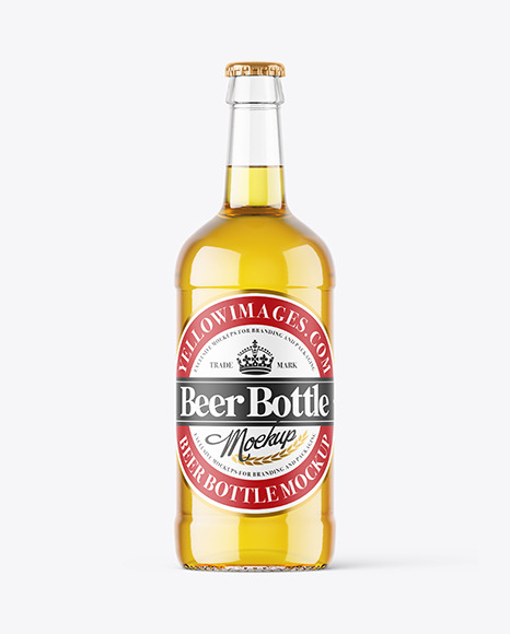 Clear Glass Beer Bottle Mockup