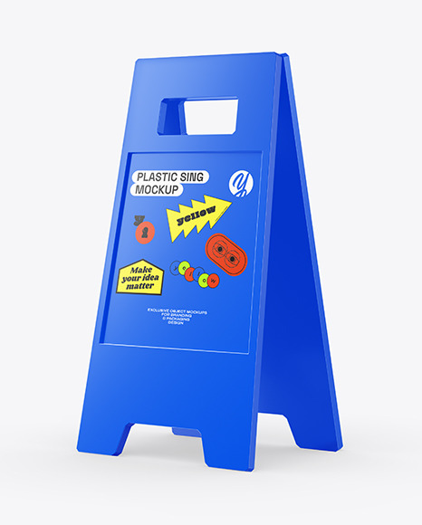 Floor Sign Holder Mockup - Half Side View