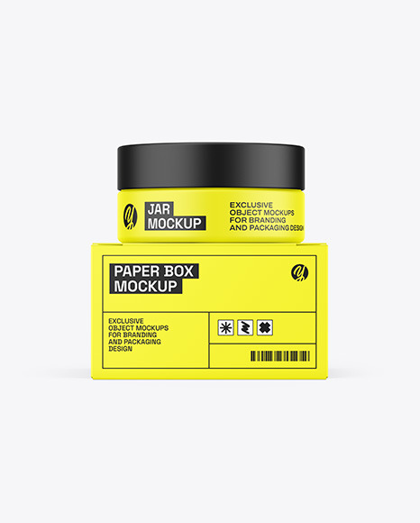 Matte Jar W/ Paper Box Mockup